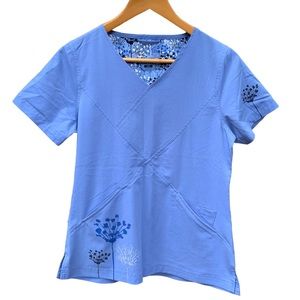 Dansko Medical Nurse Scrub Top Blue Womens XS